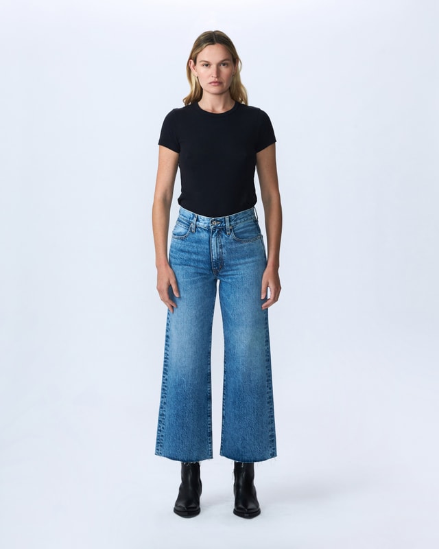 Slvrlake Denim Grace Crop Lightning Strikes Wide - High Rise