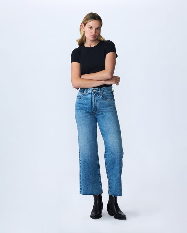 Slvrlake Denim Grace Crop Lightning Strikes Wide - High Rise