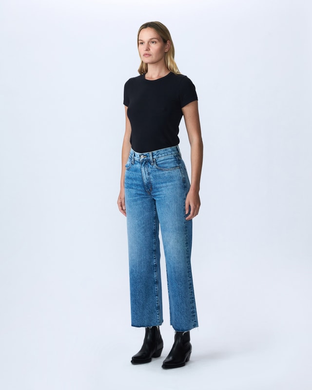 Slvrlake Denim Grace Crop Lightning Strikes Wide - High Rise