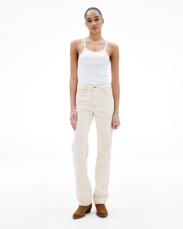 Slvrlake Denim Phoenix Winter Ecru Straight - Mid Rise