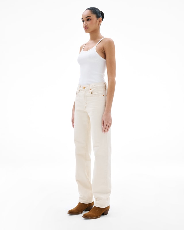 Slvrlake Denim Phoenix Winter Ecru Straight - Mid Rise