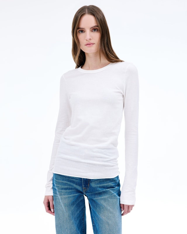 Slvrlake Denim Simple Long Sleeve Tee Natural White Fitted - Knit