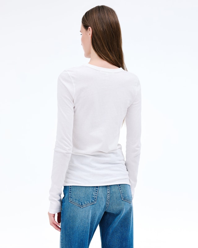 slvrlake denim Simple Long Sleeve Tee Natural White Fitted - Knit