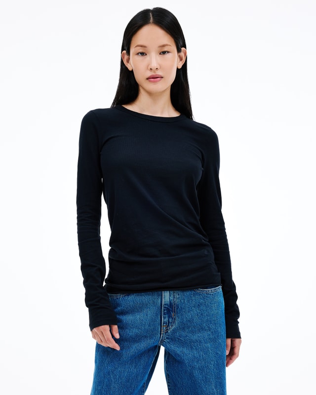 Slvrlake Denim Simple Long Sleeve Tee Raven Fitted - Knit
