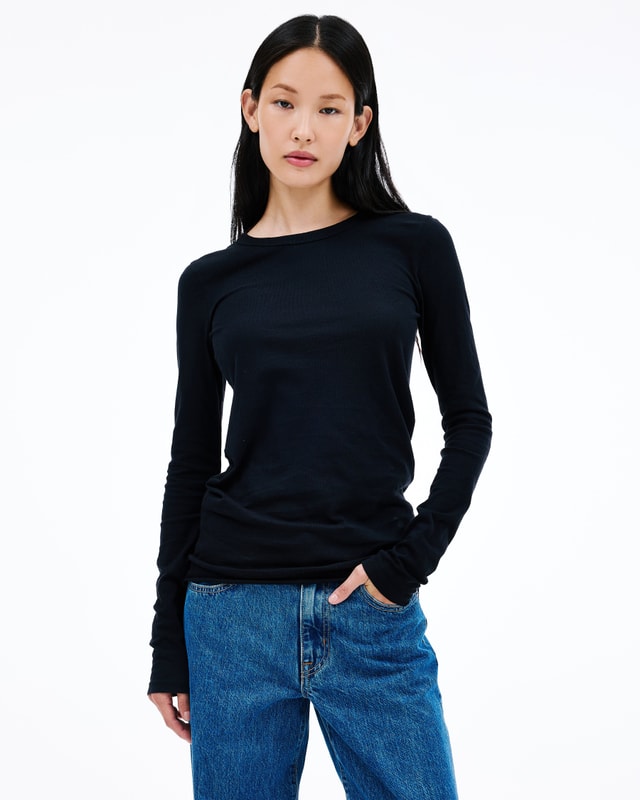 Slvrlake Denim Simple Long Sleeve Tee Raven Fitted - Knit