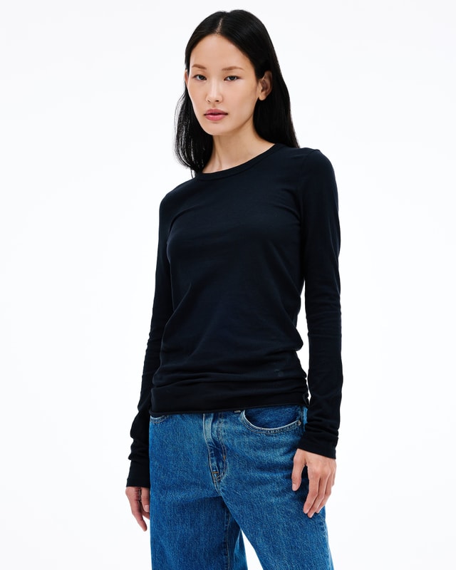 Slvrlake Denim Simple Long Sleeve Tee Raven Fitted - Knit