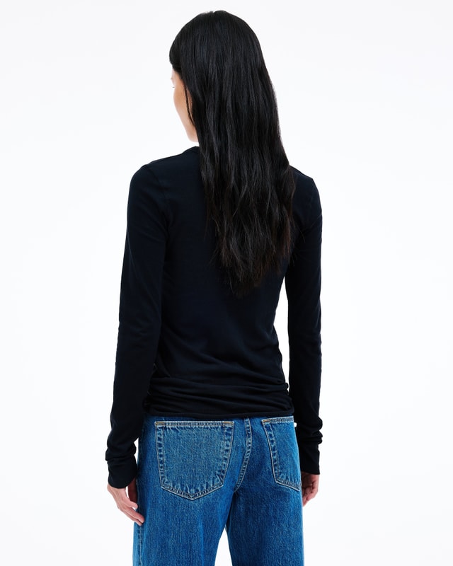 slvrlake denim Simple Long Sleeve Tee Raven Fitted - Knit