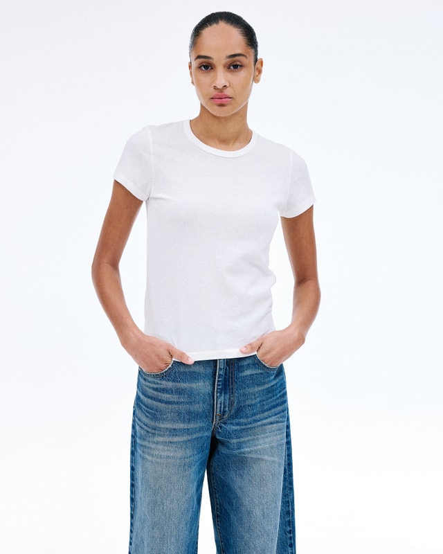 Slvrlake Denim Simple Tee Natural White Fitted - Knit