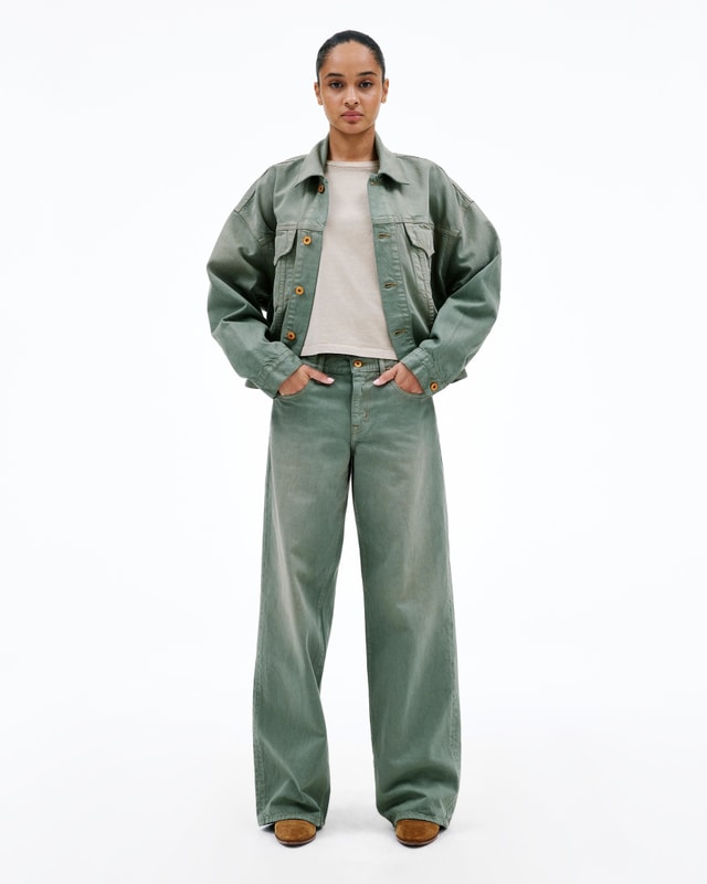 Slvrlake Denim Mica Vintage Sage Wide - Low Rise