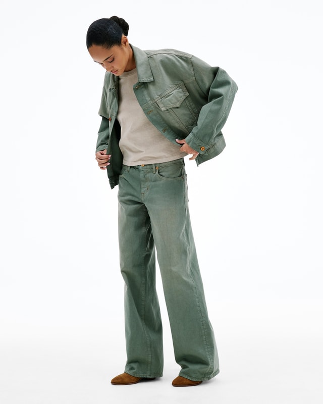 Slvrlake Denim Mica Vintage Sage Wide - Low Rise