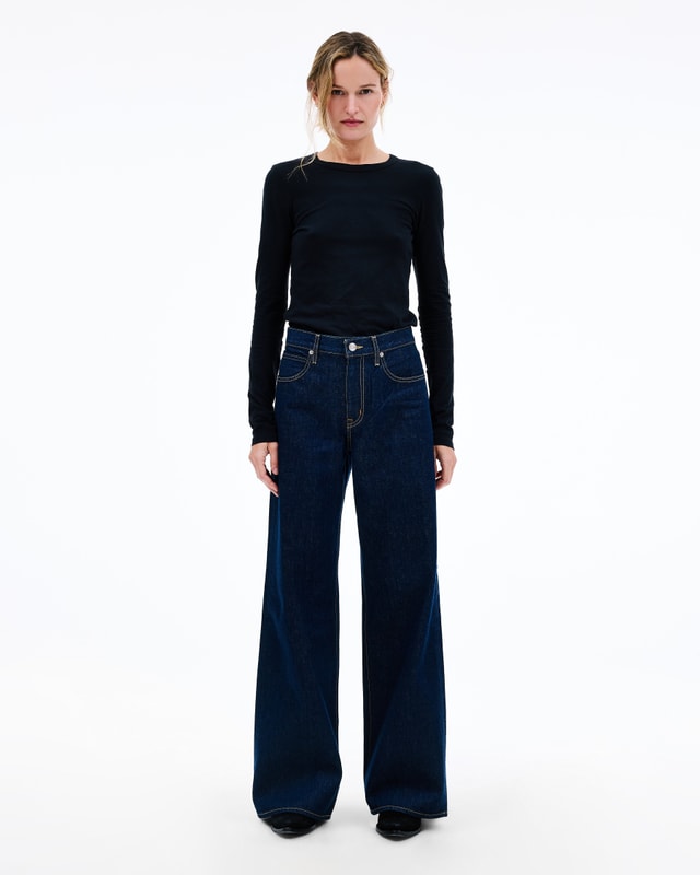 Slvrlake Denim Selena Midnight Mile Wide - Mid Rise