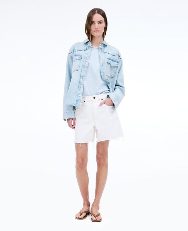 Slvrlake Denim Sienna White Relaxed - Mid Rise - Short