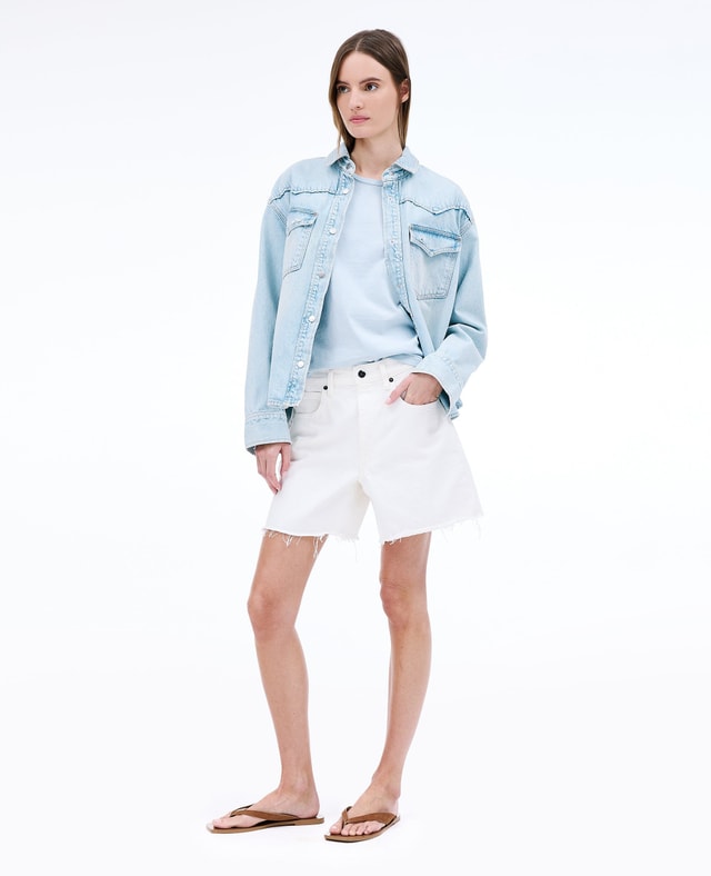 Slvrlake Denim Sienna White Relaxed - Mid Rise - Short