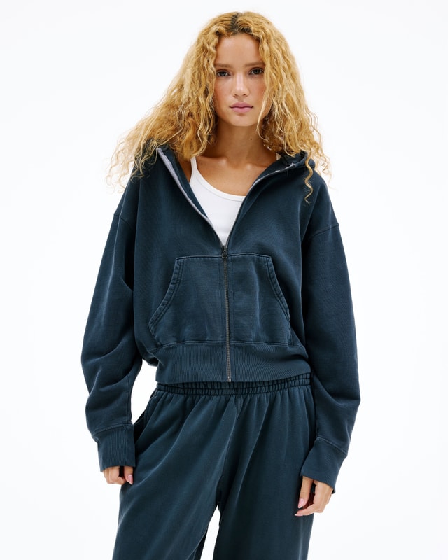 Slvrlake Denim Zip Hoodie Washed Black Hoodie