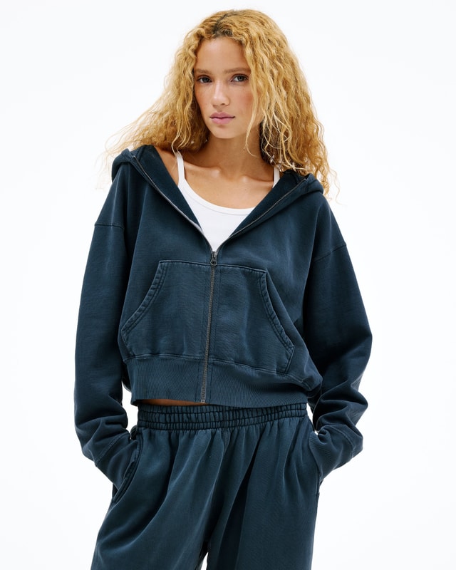 Slvrlake Denim Zip Hoodie Washed Black Hoodie