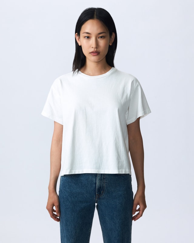 Slvrlake Denim Square Tee Natural White Relaxed - Knit