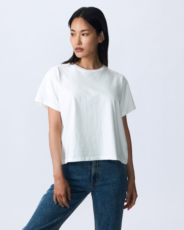 Slvrlake Denim Square Tee Natural White Relaxed - Knit