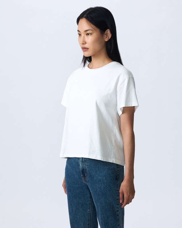 Slvrlake Denim Square Tee Natural White Relaxed - Knit