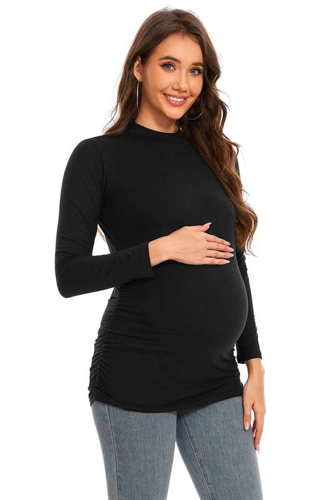 Smallshow Mock Neck Long Sleeve Maternity Tops 3-Pack