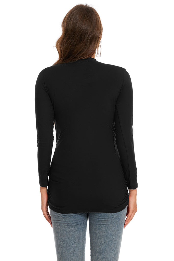 Smallshow Mock Neck Long Sleeve Maternity Tops 3-Pack
