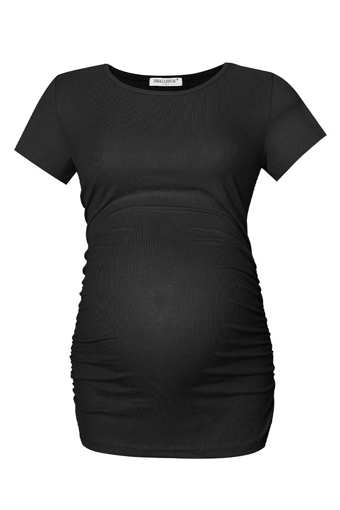 Smallshow Ribbed Short Sleeve Maternity Shirts 3-Pack