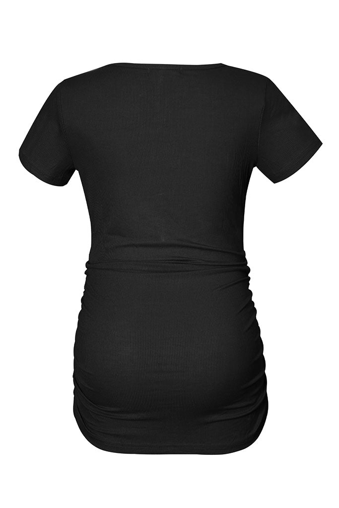 Smallshow Ribbed Short Sleeve Maternity Shirts 3-Pack