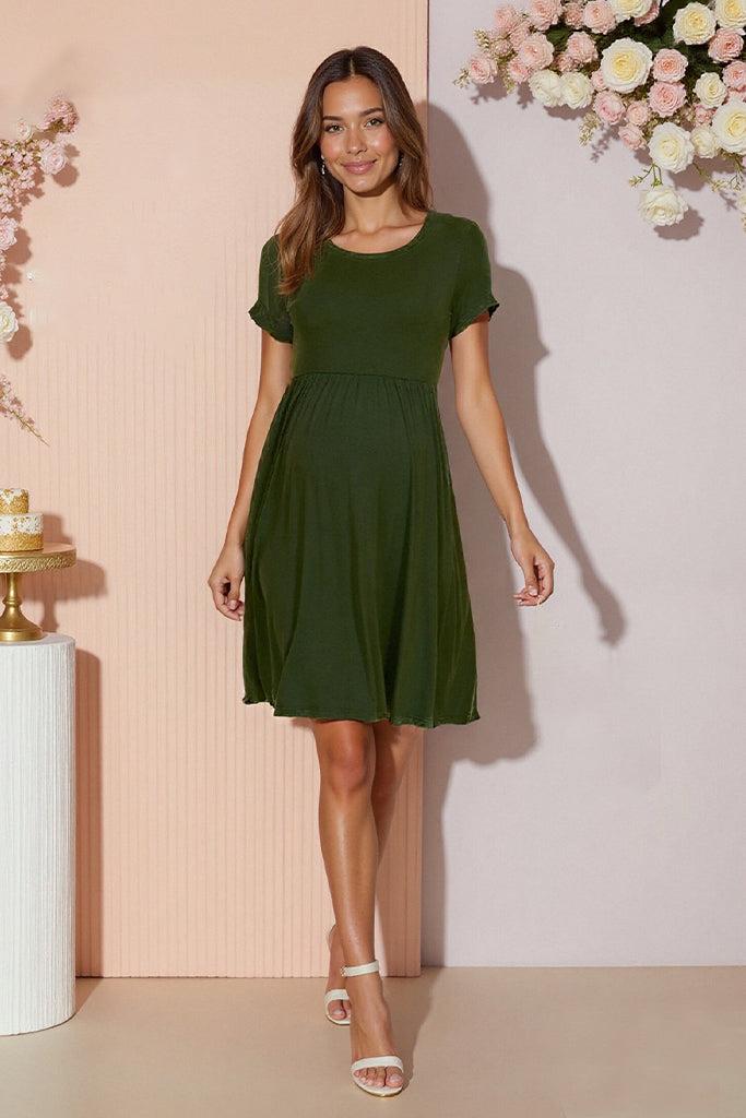 Smallshow Short Sleeve Maternity Dress With Pockets