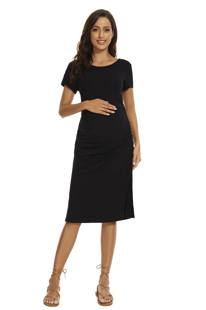 Smallshow Short Sleeve Split Maternity T Shirt Dress