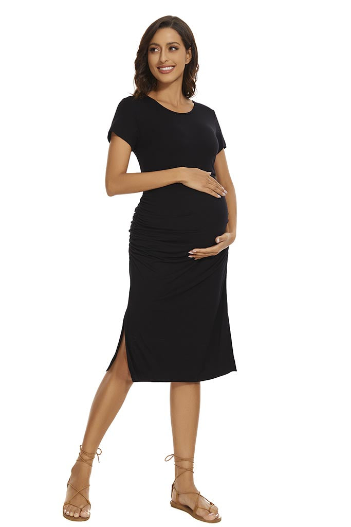 Smallshow Short Sleeve Split Maternity T Shirt Dress