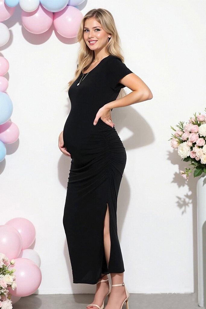 Smallshow Side Slit Maxi Maternity Dress For Baby Shower