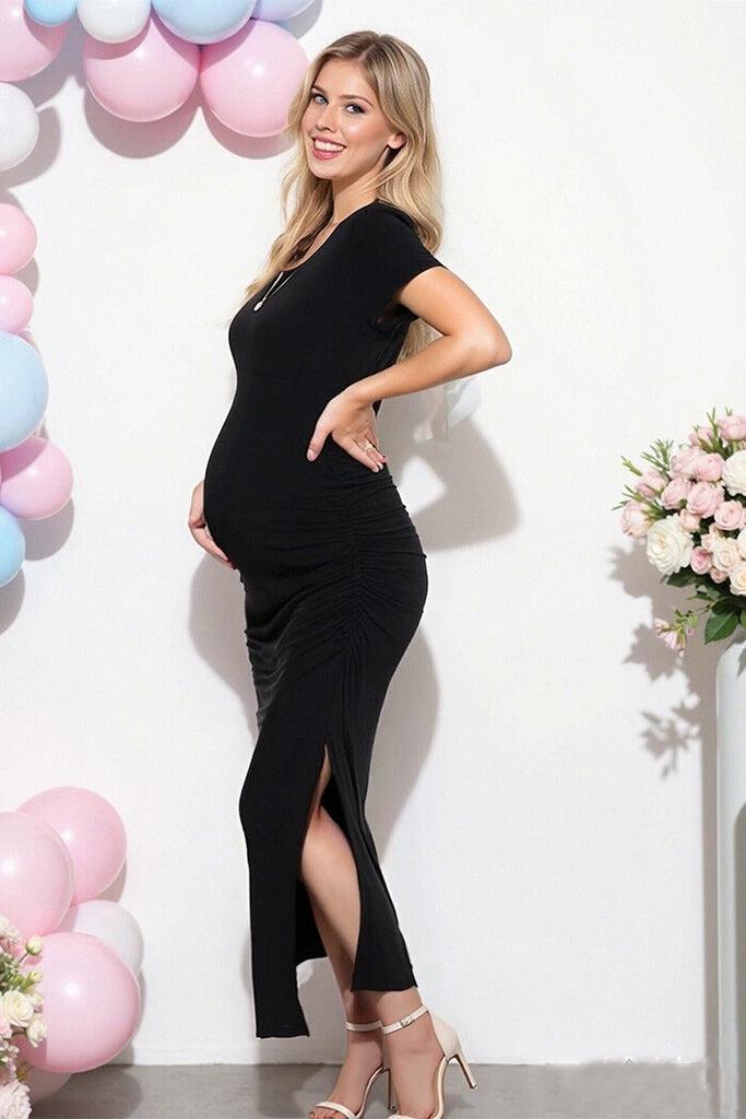 Smallshow Side Slit Maxi Maternity Dress For Baby Shower