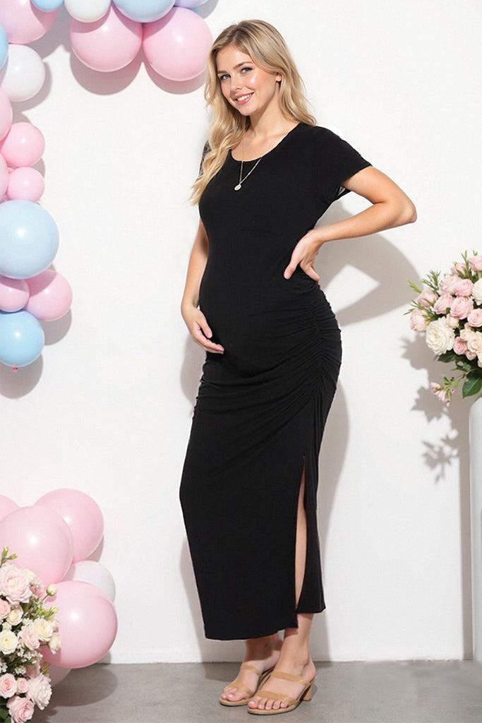 smallshow Side Slit Maxi Maternity Dress For Baby Shower