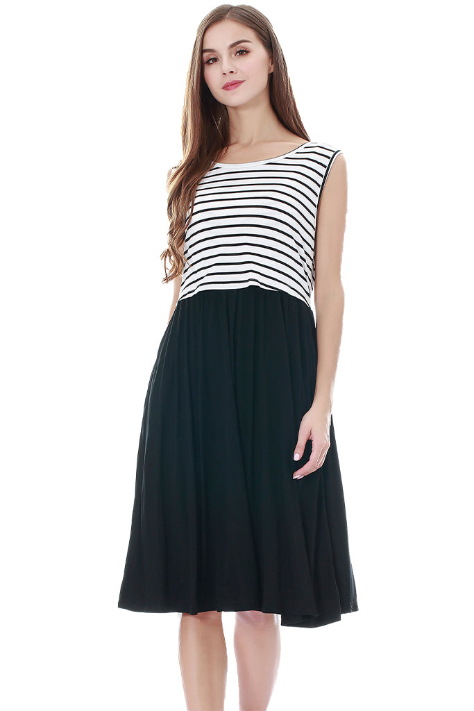 Smallshow Sleeveless Casual Maternity Nursing Dress
