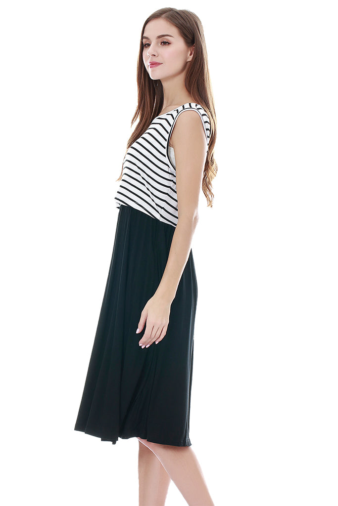 Smallshow Sleeveless Casual Maternity Nursing Dress