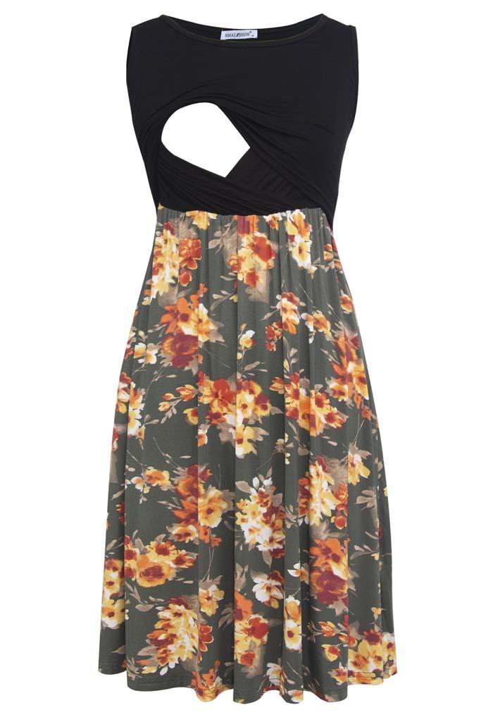 smallshow Sleeveless Floral Maternity Nursing Dress