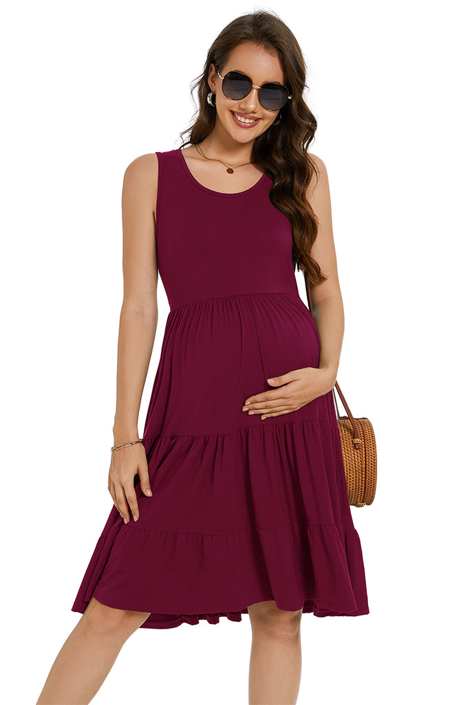 smallshow Sleeveless Tiered Ruffle Hem Maternity Dress