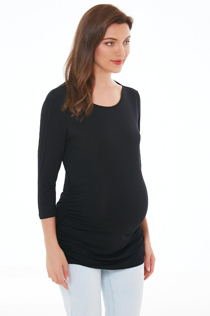 Smallshow 3/4 Sleeve Ruched Maternity T-Shirt