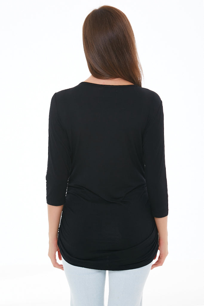 Smallshow 3/4 Sleeve Ruched Maternity T-Shirt
