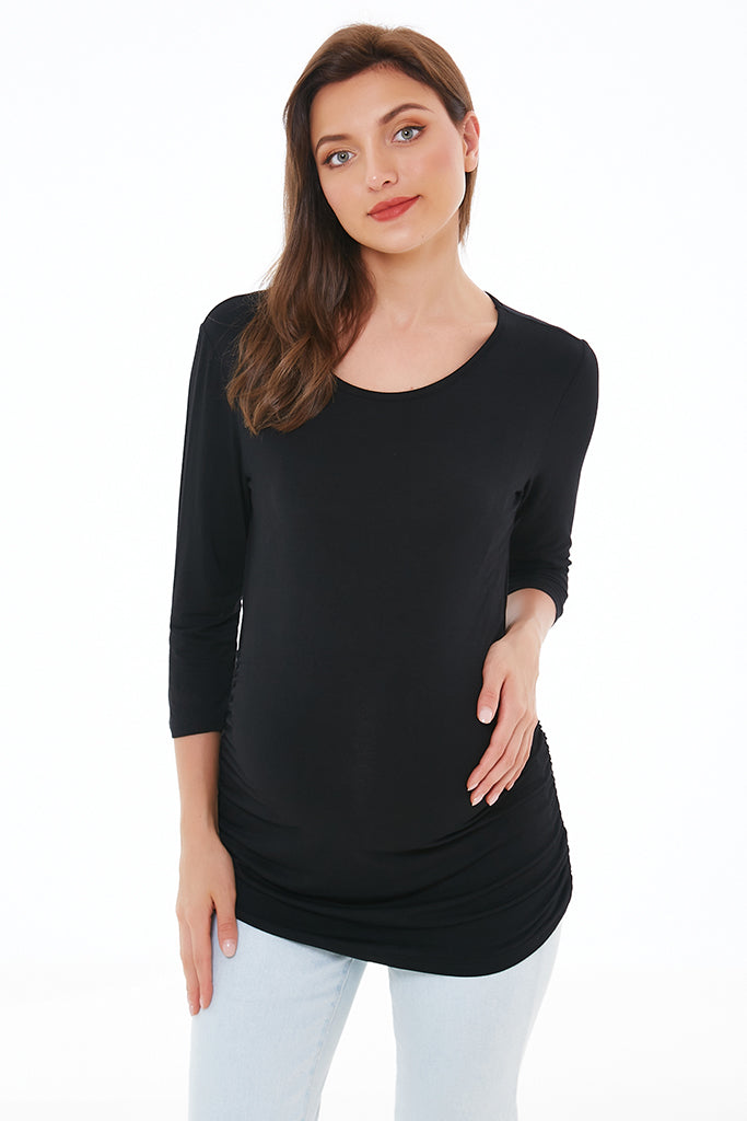 smallshow 3/4 Sleeve Ruched Maternity T-Shirt