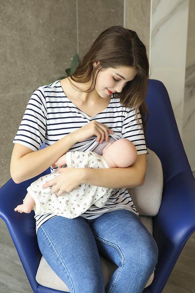 Smallshow Basic Short Sleeve Nursing Tops