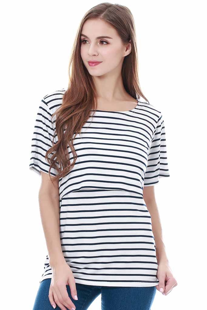 smallshow Basic Short Sleeve Nursing Tops