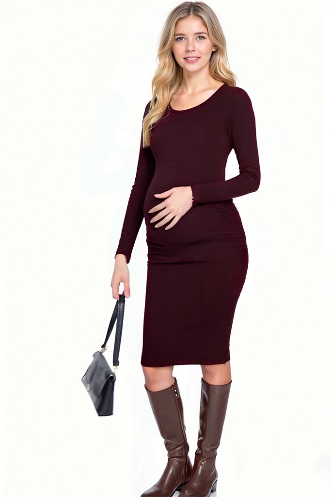 Smallshow Bodycon Long Sleeve Maternity Dress
