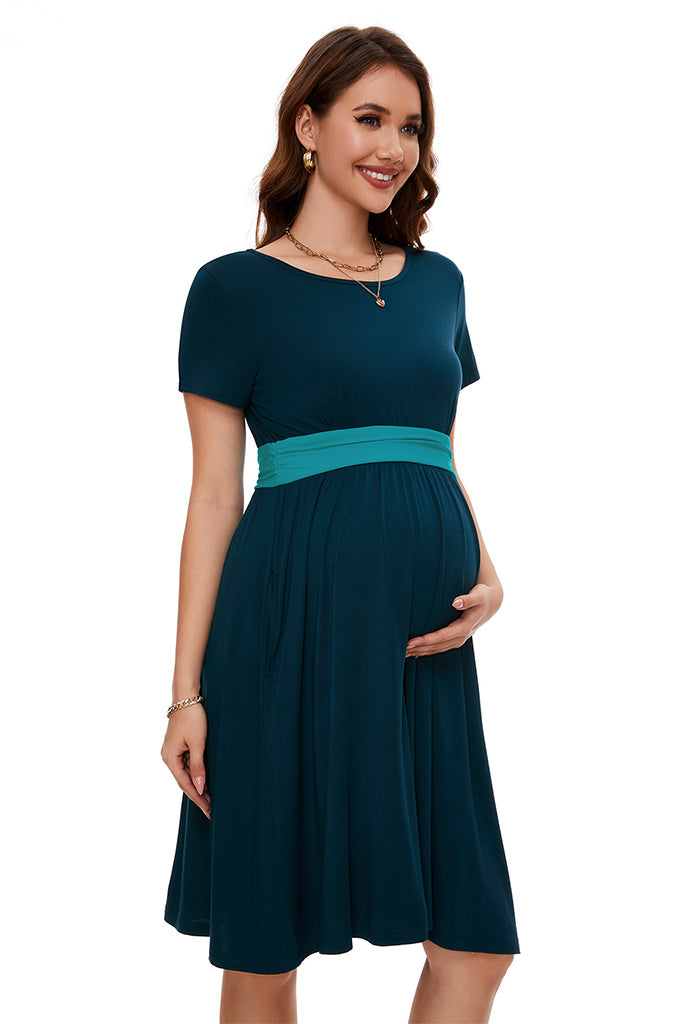 Smallshow Casual Maternity Dress With Pockets