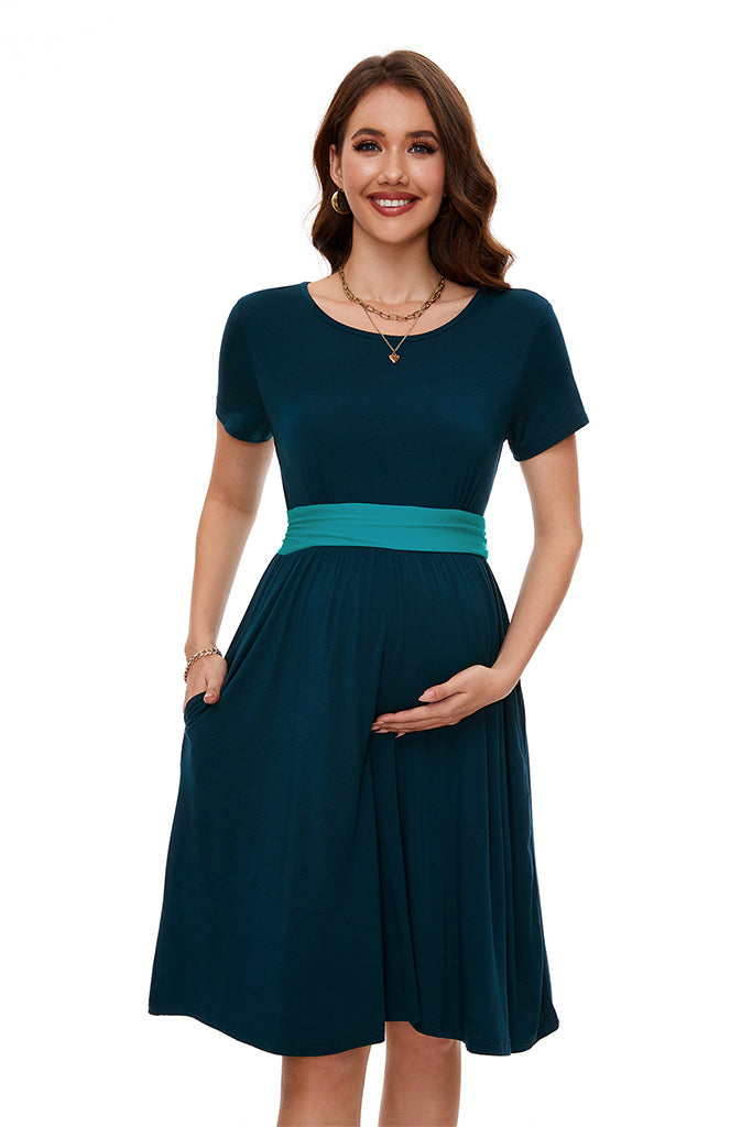 Smallshow Casual Maternity Dress With Pockets