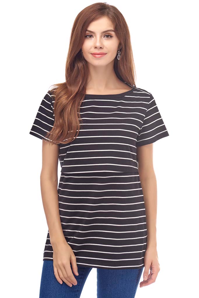 Smallshow Cotton Short Sleeve Nursing T-Shirt