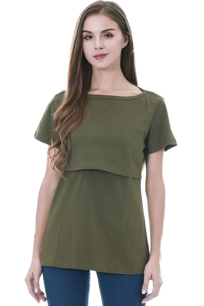 smallshow Cotton Short Sleeve Nursing T-Shirt