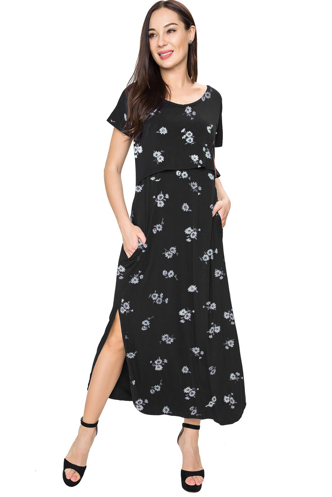 Smallshow Floral Nursing Maxi Dress