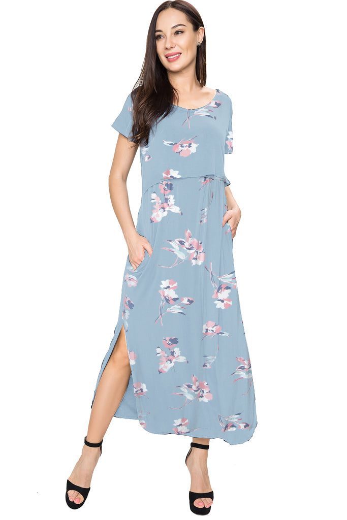 Smallshow Floral Nursing Maxi Dress
