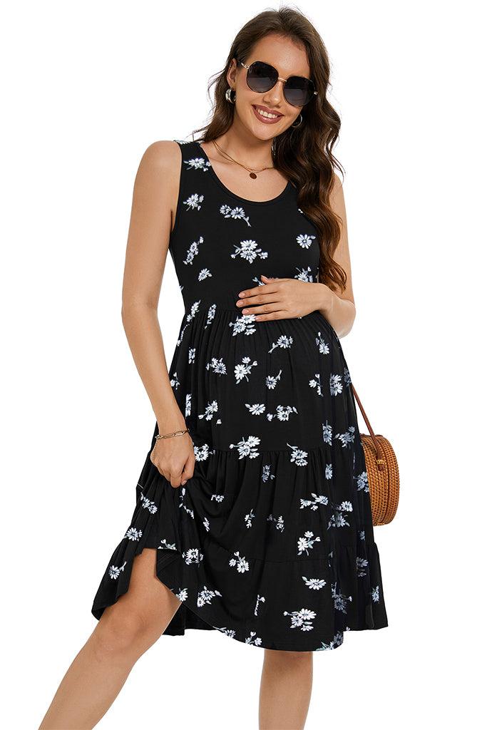 Smallshow Floral Tiered Ruffle Hem Maternity Dress