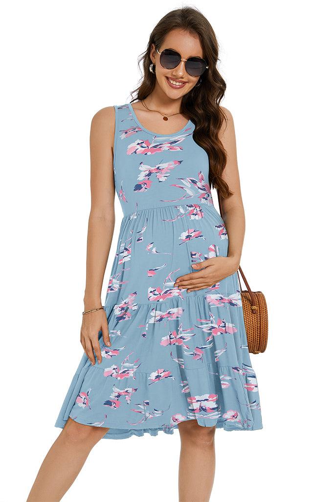 smallshow Floral Tiered Ruffle Hem Maternity Dress